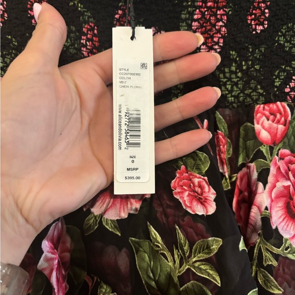 Alice + Olivia ​Zarya Asymmetrical Smocked Mini Skirt Size 0 NWT - Picture 9 of 11